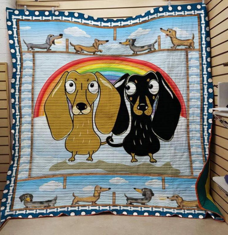 Dachshund Rainbow 3D Quilt Blanket