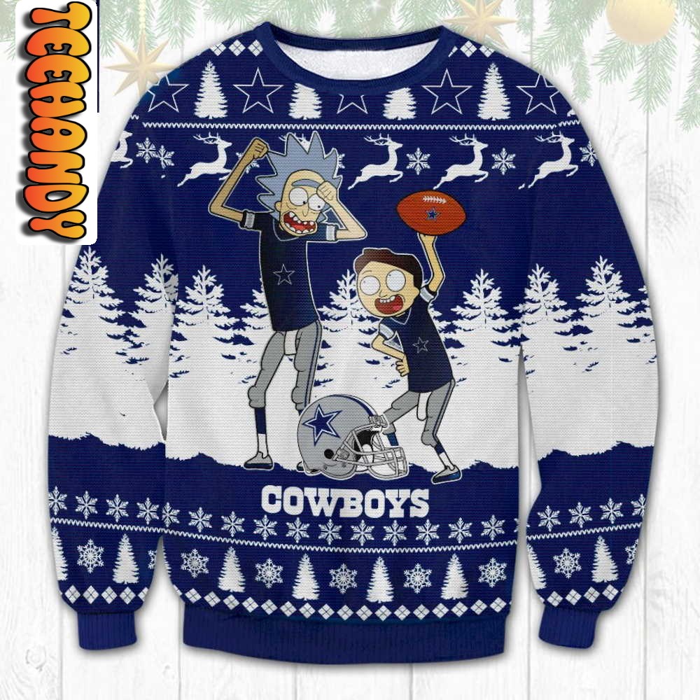 Dallas Cowboys Rick Morty Ugly Christmas Sweater