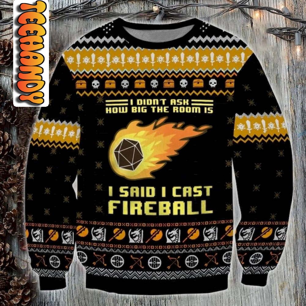 DandD I Said I Cast Fireball Ugly Christmas Sweater