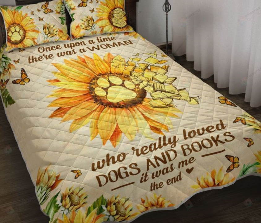 Dog And Book Sunflower Butterfly Watercolor 3D Bedding Set