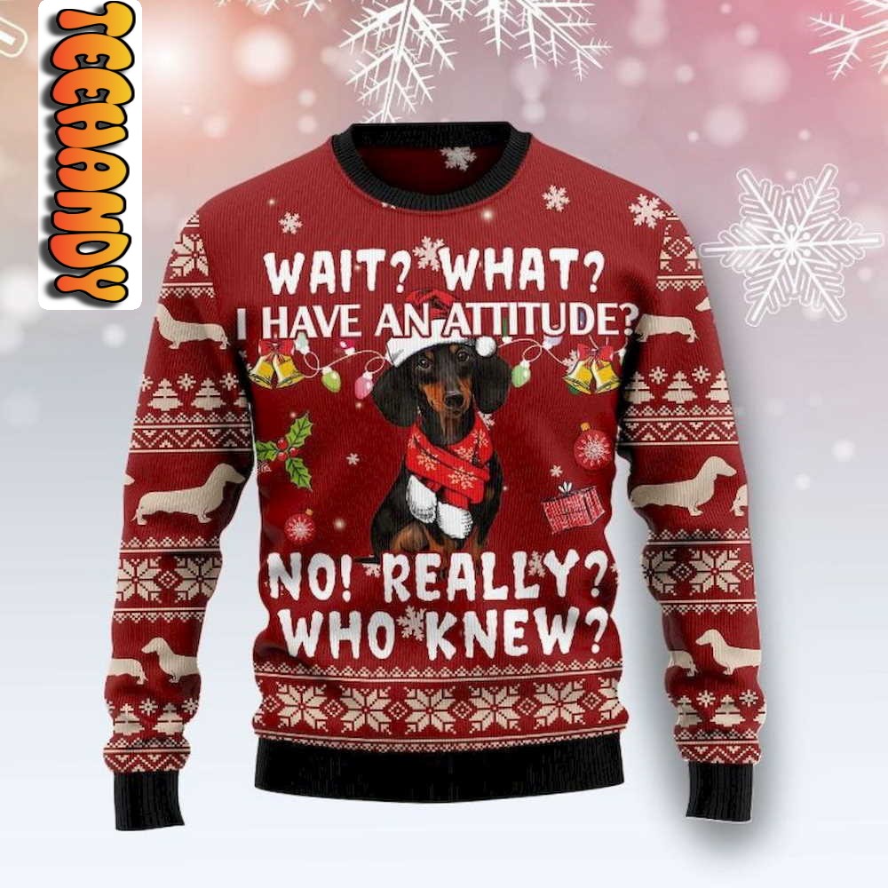 Dog Dachshund Sweater Ugly Christmas 3D