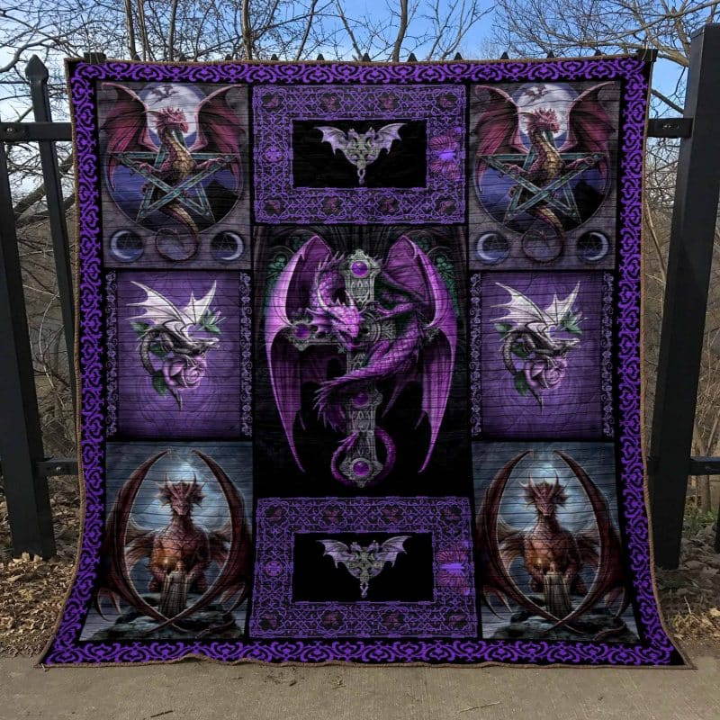 Dragon And Cross Quilt Blanket