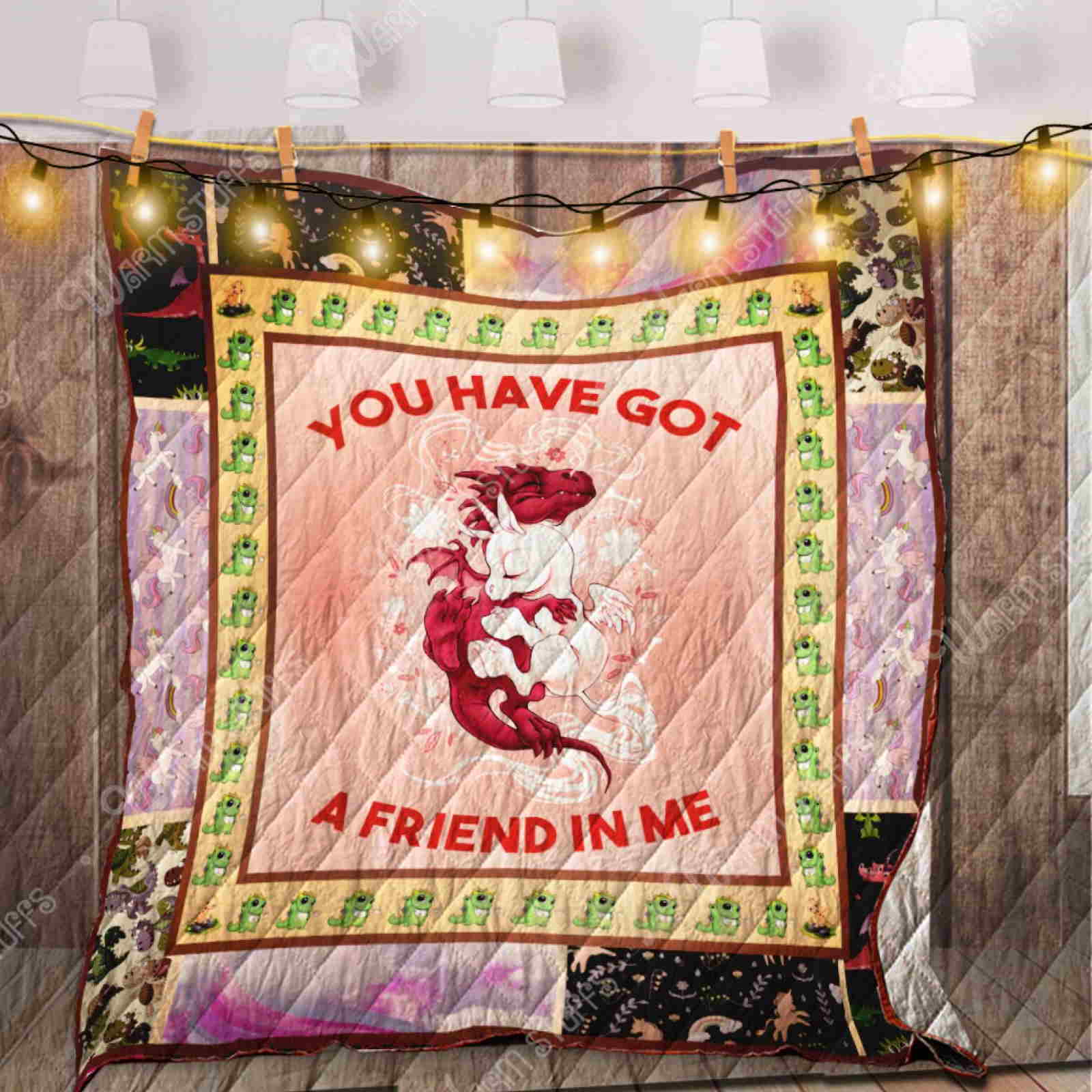 Dragon Hug Unicorn 3D Quilt Blanket