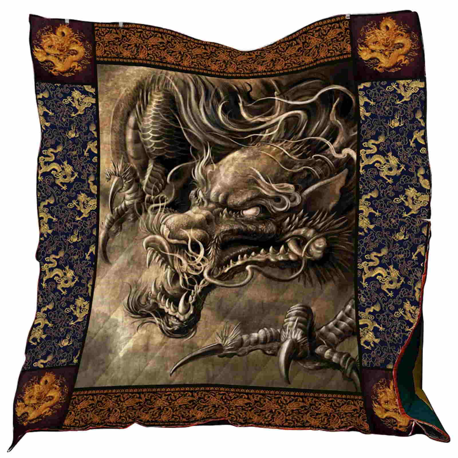 Dragon Washable  All Over Printed 3D Quilt Blanket