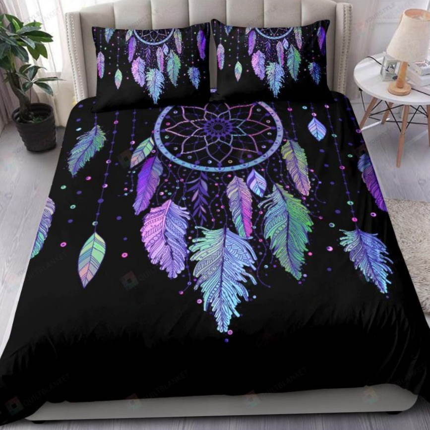 Dreamcatcher With Colorful Vibrant Feathers 3D Bedding Set