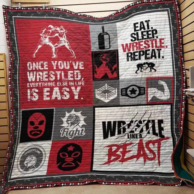 Eat Sleep Wrestling 3D Quilt Blanket