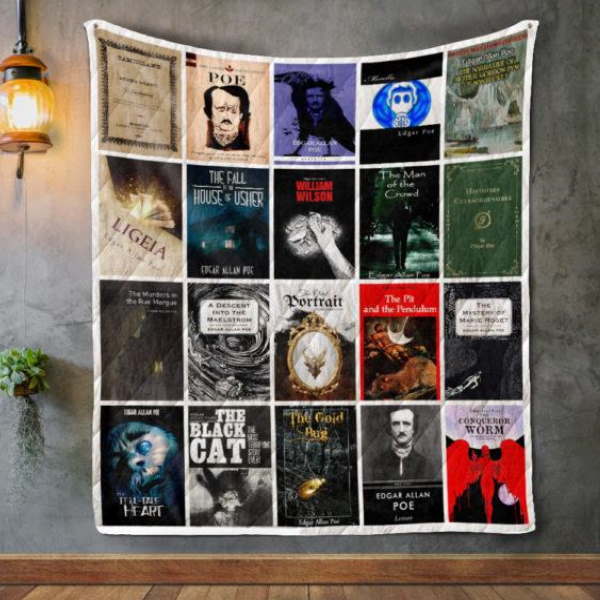 Edgar Allan Poe Books 3D Quilt Blanket