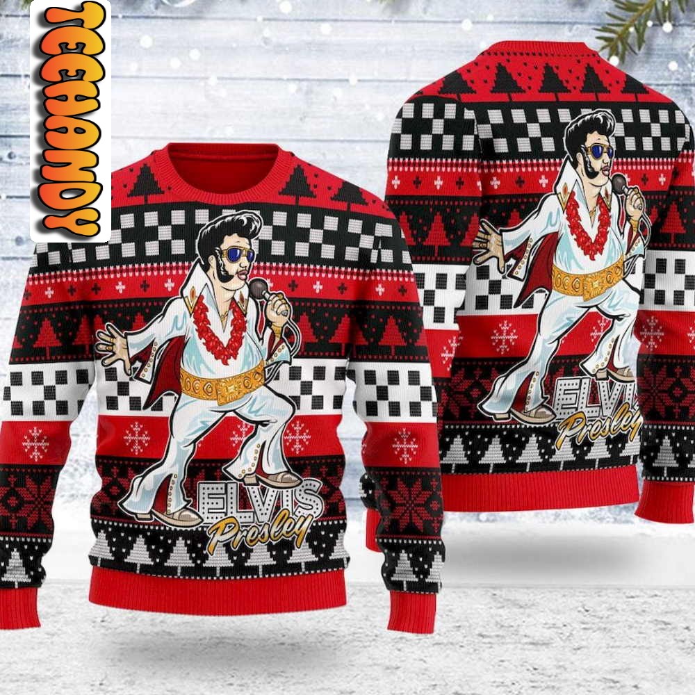 Elvis Fresley Meme Ugly Christmas Sweater