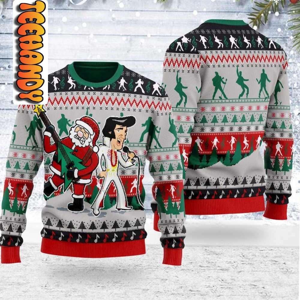 Elvis Presley Feat Santa Christmas Ugly Sweatshirt