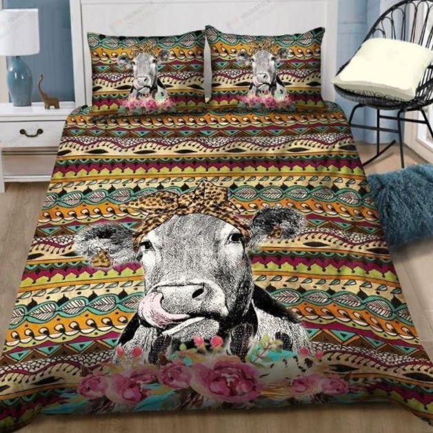 Farmer Cow Flower 3D Bedding Set