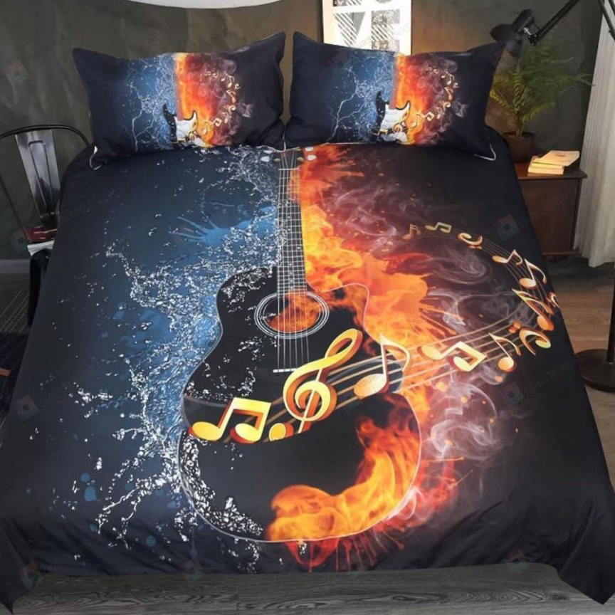 Fire And Water Guitars 3D Bedding Set