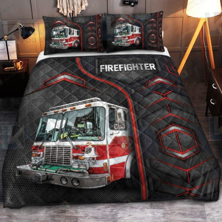 Fire Truck Carbon Pattern 3D Bedding Set