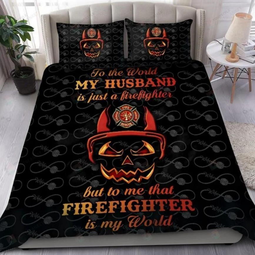 Firefighter Is My World Cotton Spread 3D Bedding Set