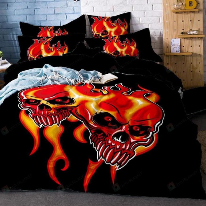 Flame Skull Dangerous Monster 3D Bedding Set