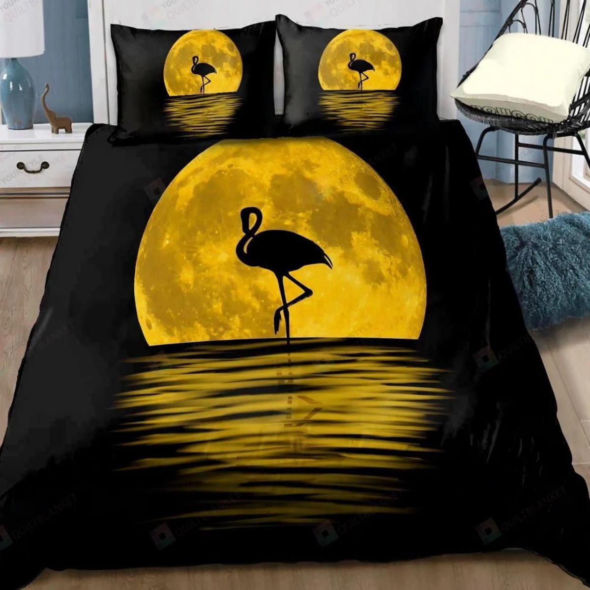 Flamingo In The Moon 3D Bedding Set