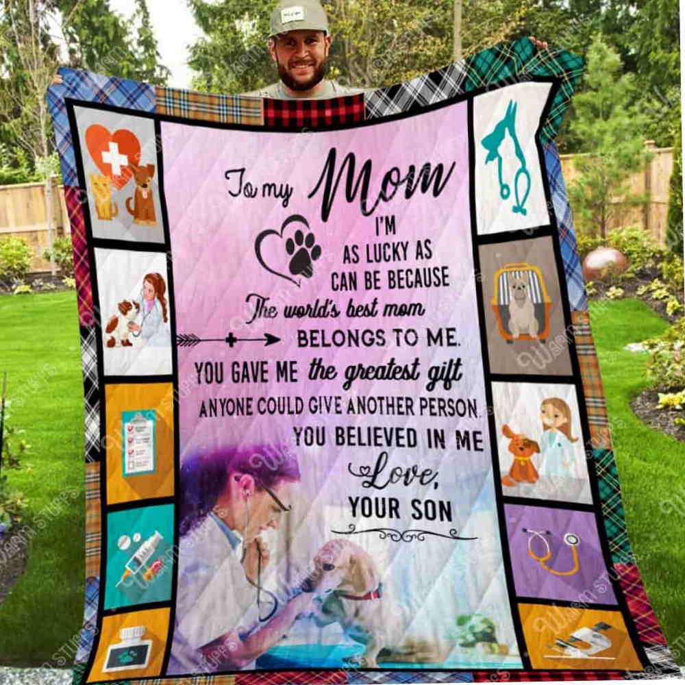 From Son, My Mom Saving Animals Washable 3D Quilt Blanket