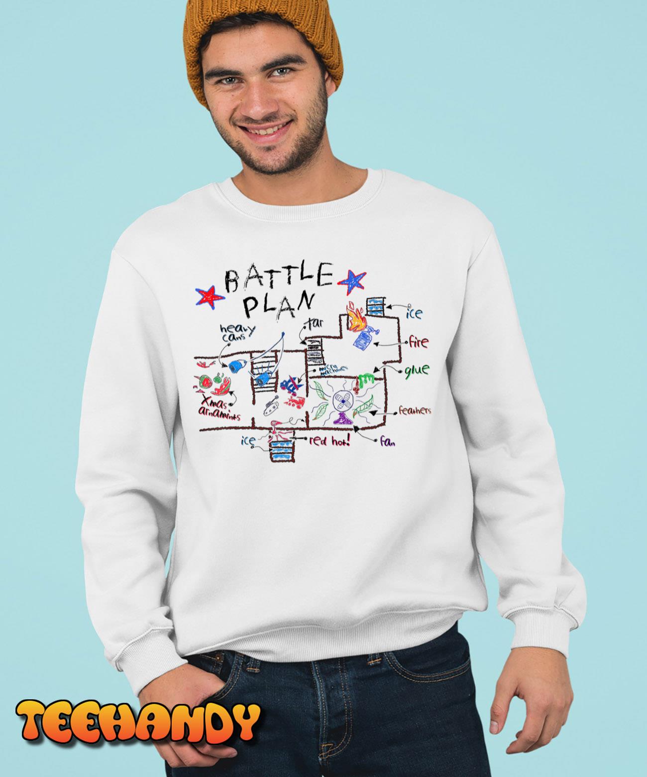 Funny Battle Plan Christmas Home Kids Hand Dawn Alone Xmas T-Shirt