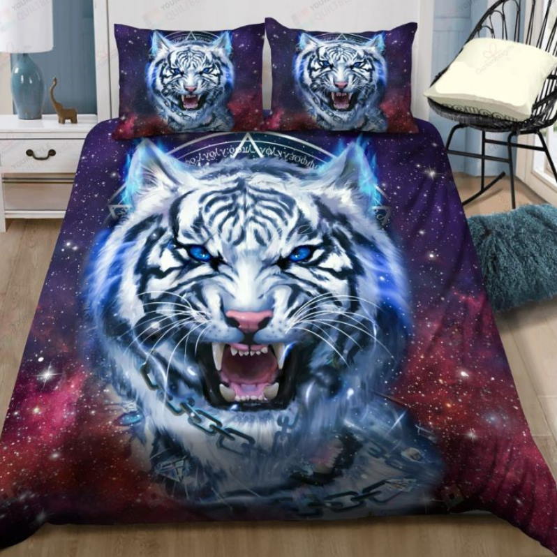 Galaxy White Tiger 3D Bedding Set