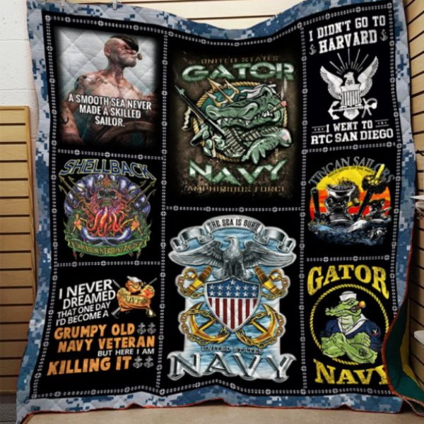 Gator Navy Printing 3D Quilt Blanket