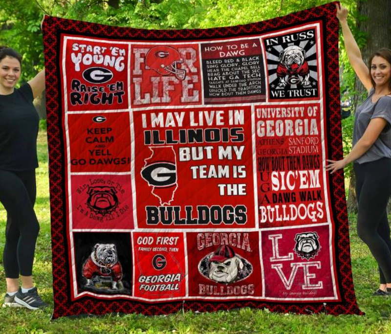 Georgia Bulldogs Illinois 3D Quilt Blanket