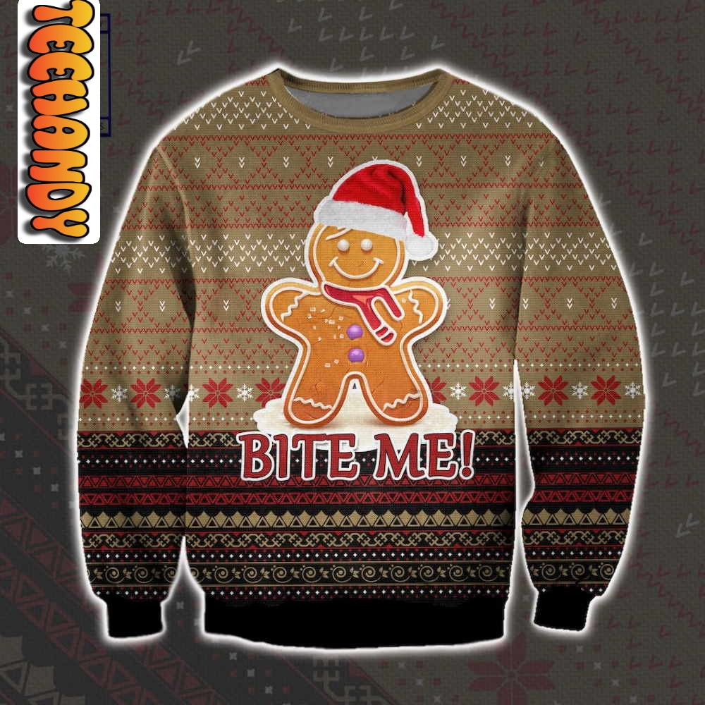 Gingerbread Man Bite Me Ugly Sweater