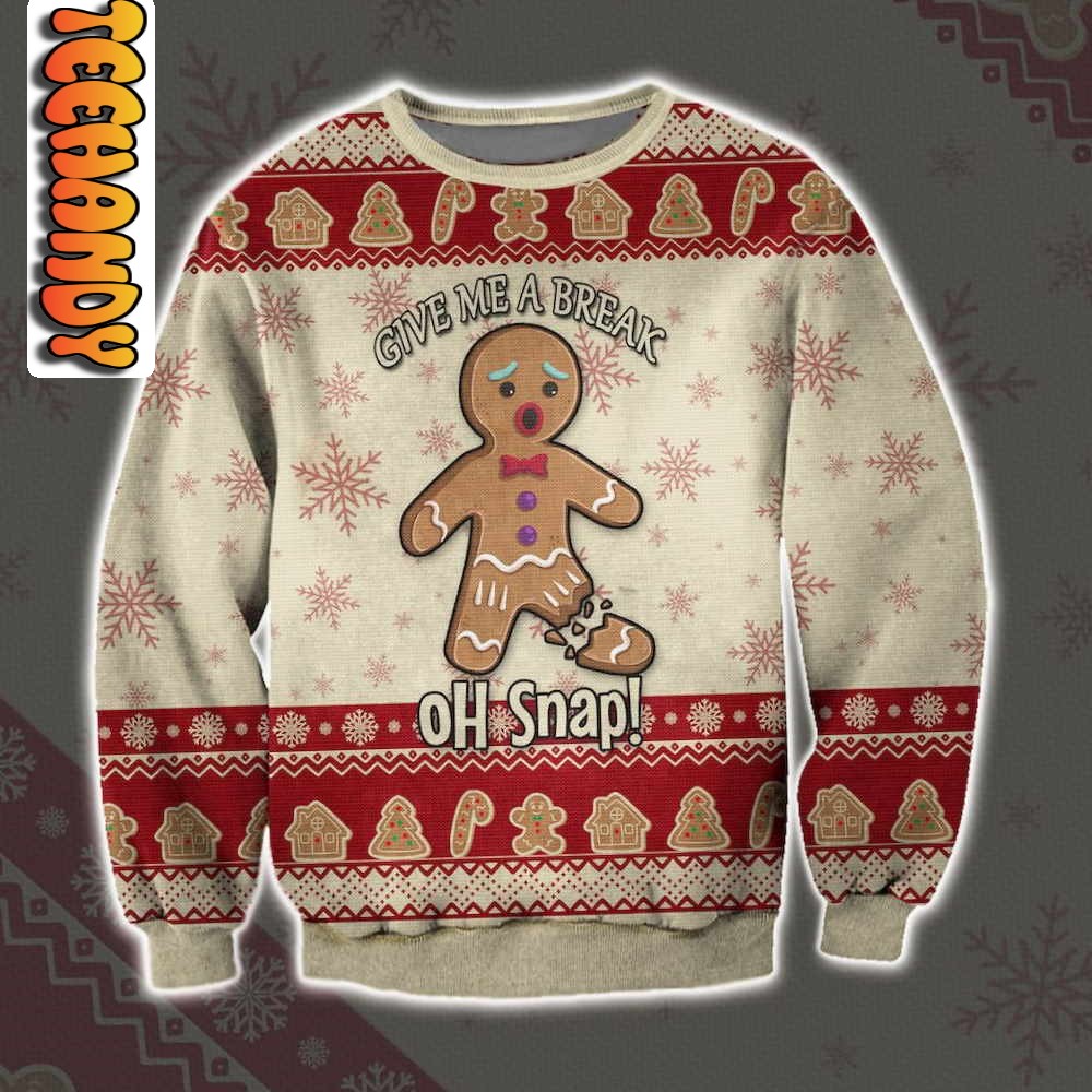 Gingerbread Man Oh Snap Ugly Christmas Sweater