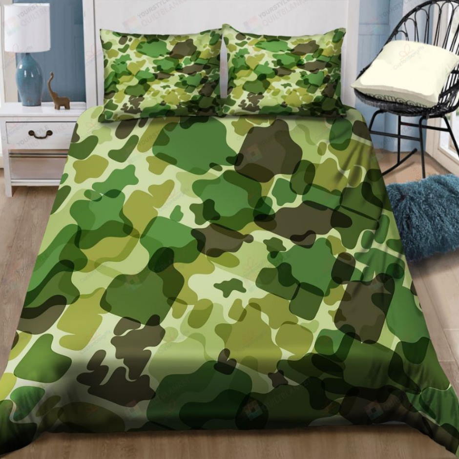 Green Army Camo 3D Bedding Set