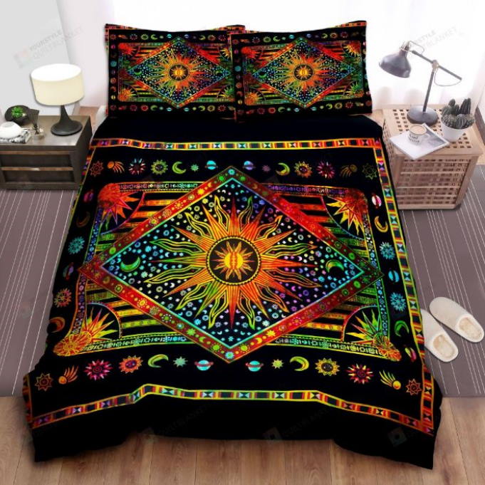 Hippie Sun Moon And Stars Bohemian 3D Bedding Set