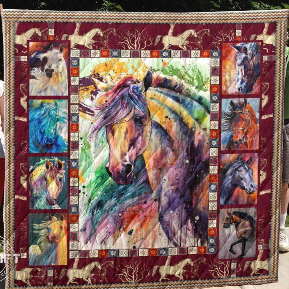 Horse Horse Heart Quilt Blanket