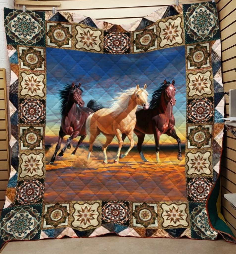 Horse Three Horse  All Over Printed 3D Quilt Blanket