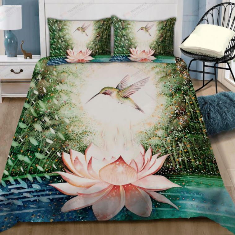 Hummingbird Lotus 3D Bedding Set