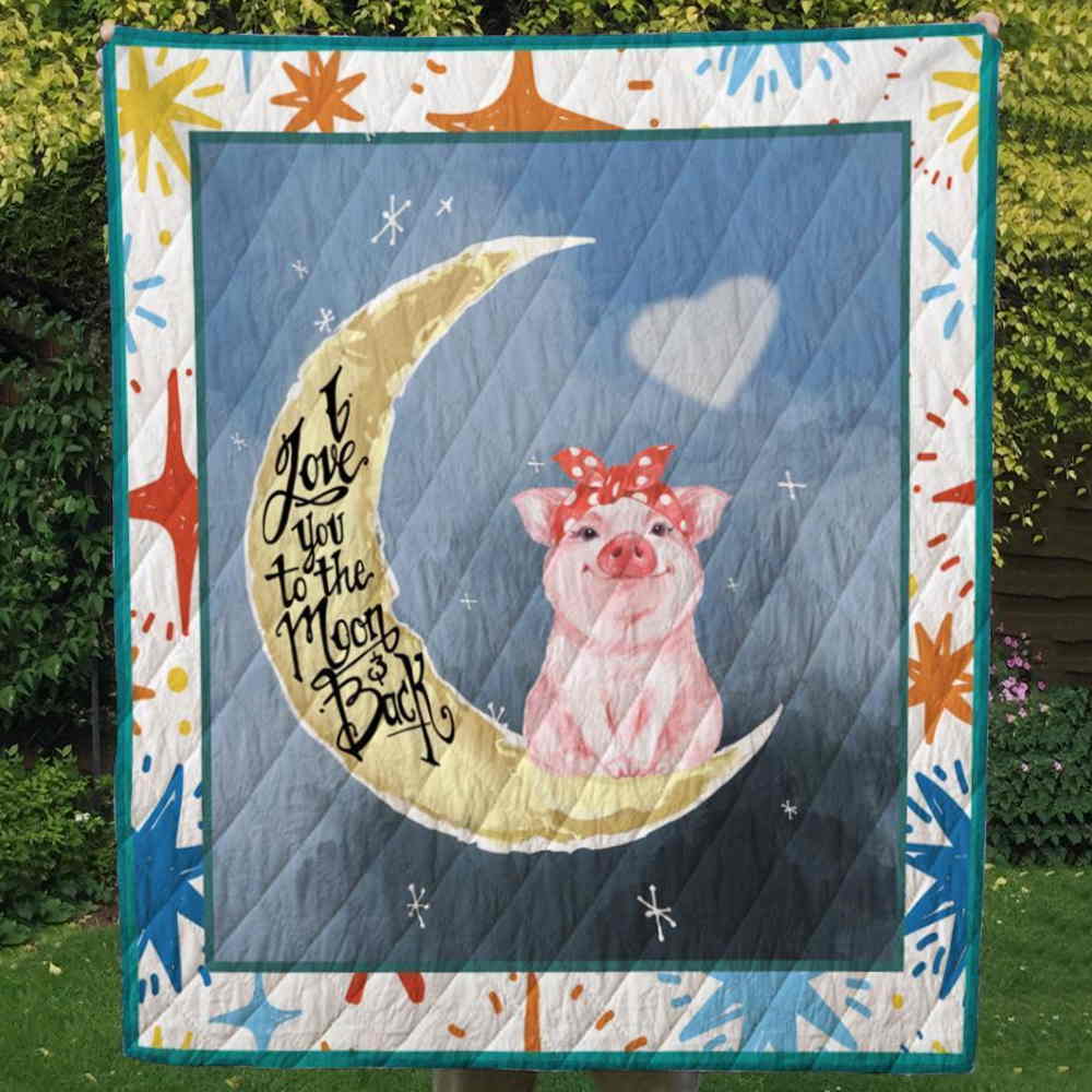 I Love You To The Moon And Back Cow Quilt Blanket