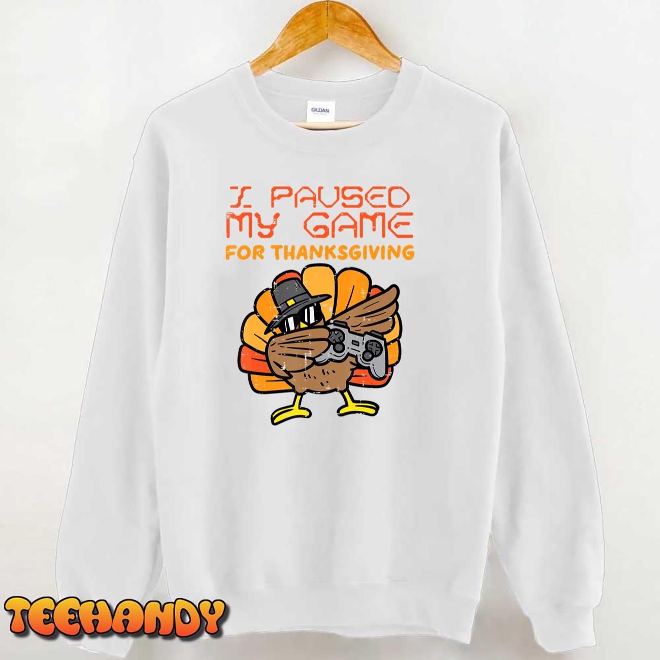 I Paused My Game For Thanksgiving Gamer Turkey Boys Men T-Shirt