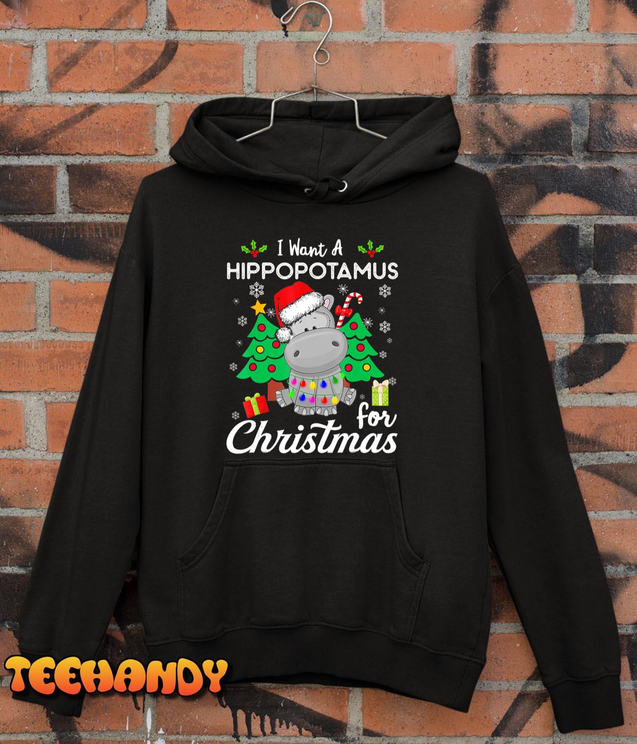 I Want A Hippopotamus For Christmas Xmas Hippo for Kid Women T-Shirt