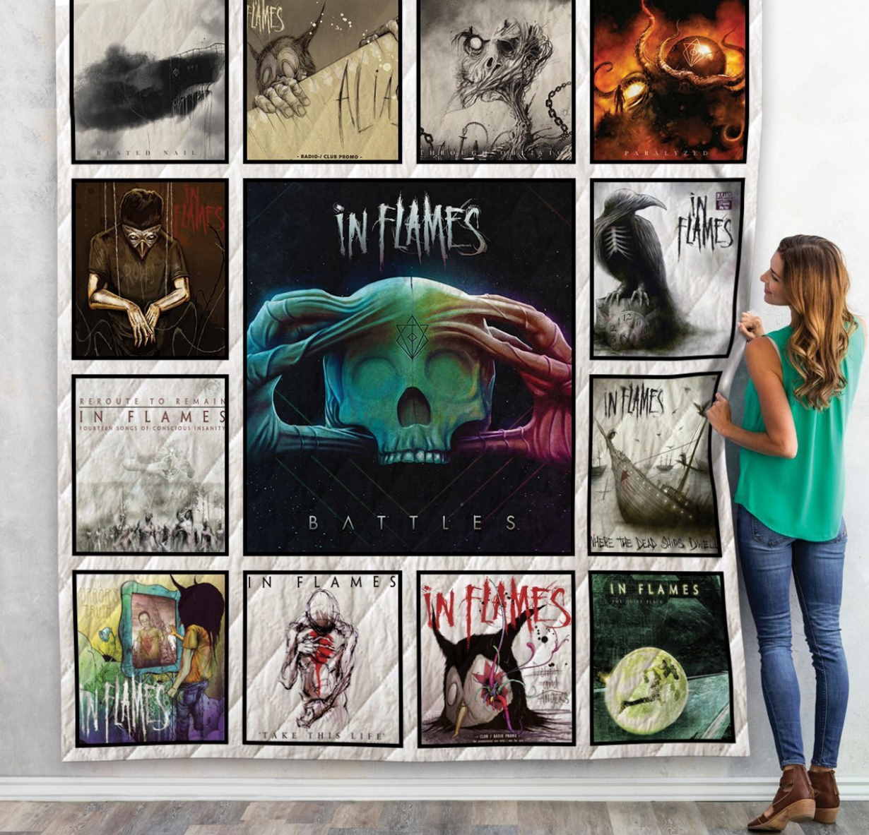 In Flames Singles Album 3D quilt Blanket