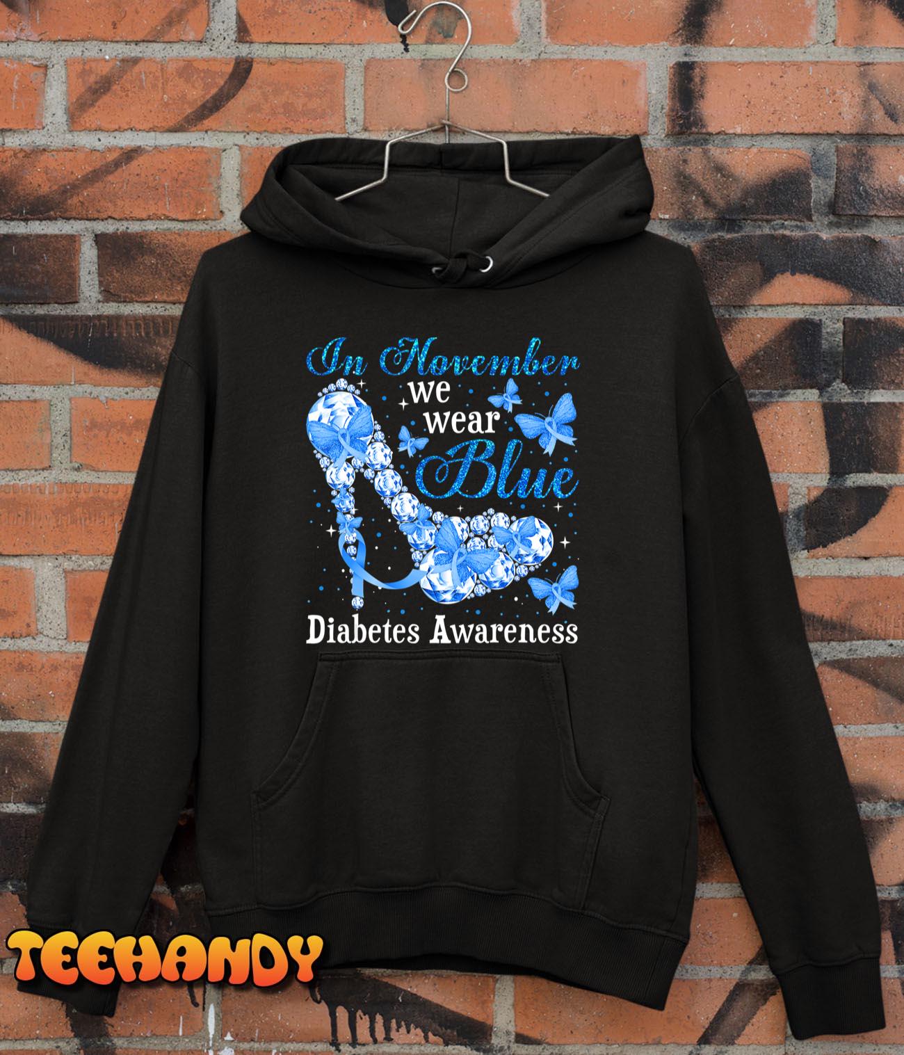 In November We Wear Blue Butterflies Diabetes Awareness T-Shirt