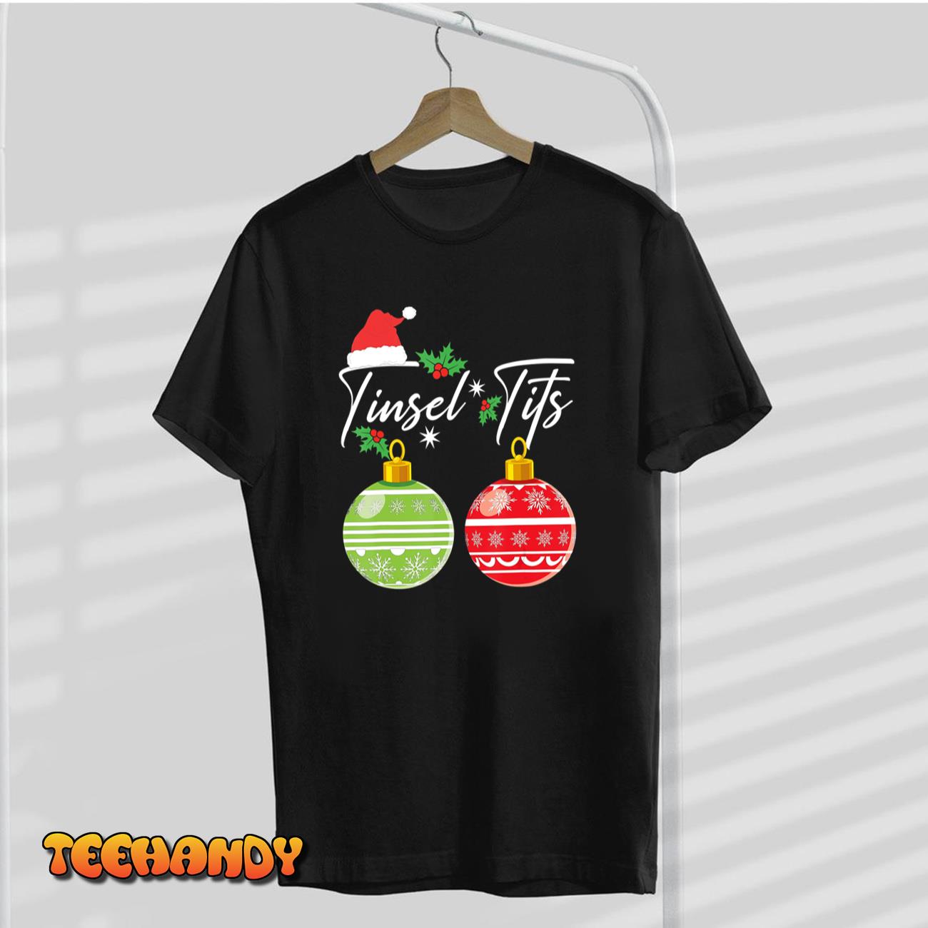 Jingle Balls Tinsel Tits Funny Christmas Matching Couple T-Shirt