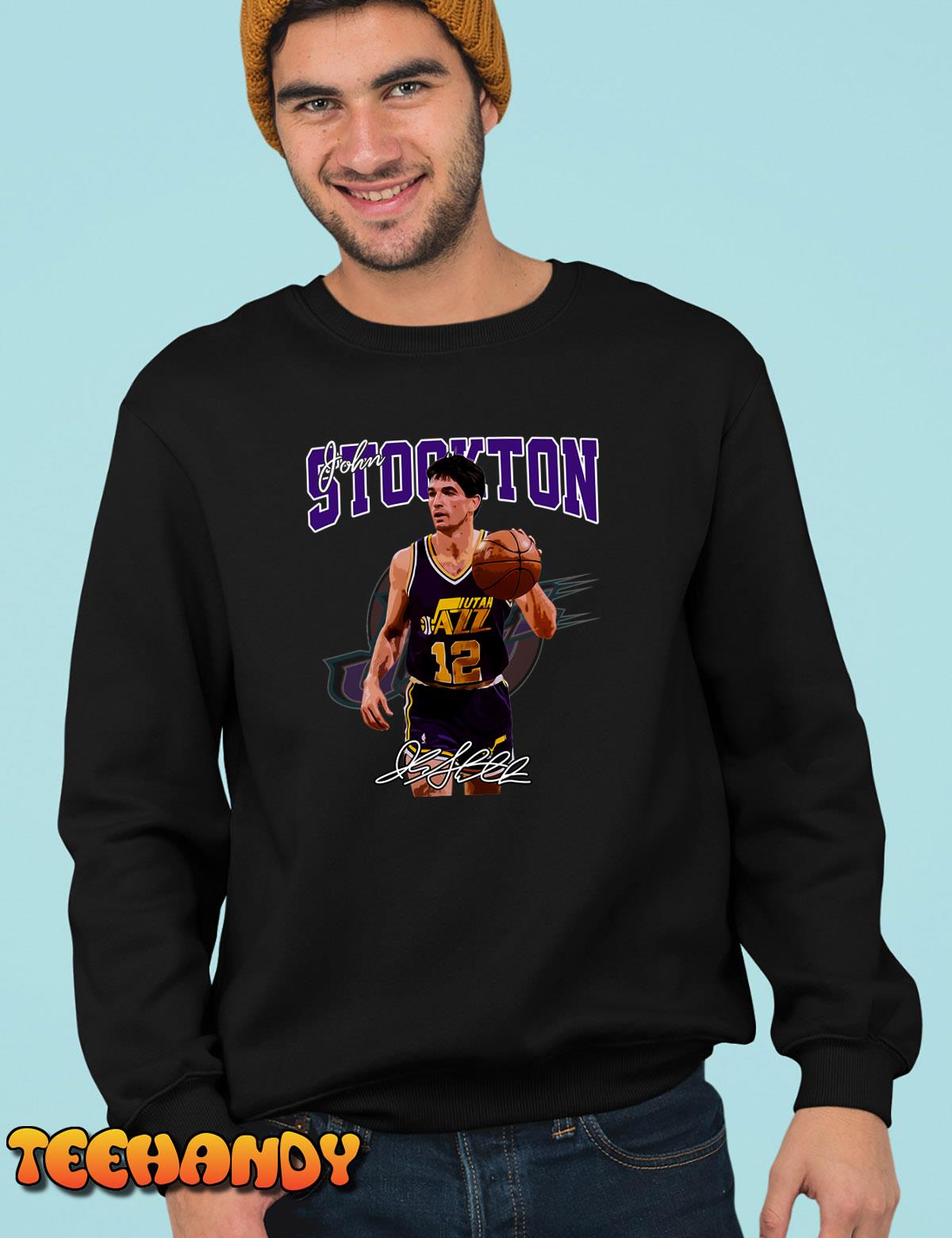 John Stockton Legend Basketball Signature Vintage Retro 80s 90s T-Shirt