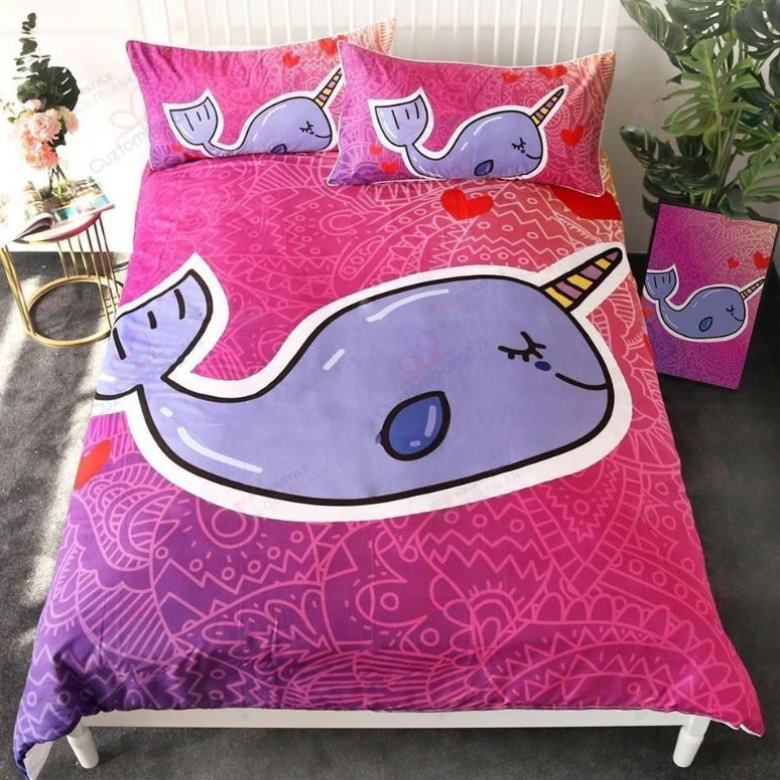 Kids Cartoon Narwhal 3D Bedding Set