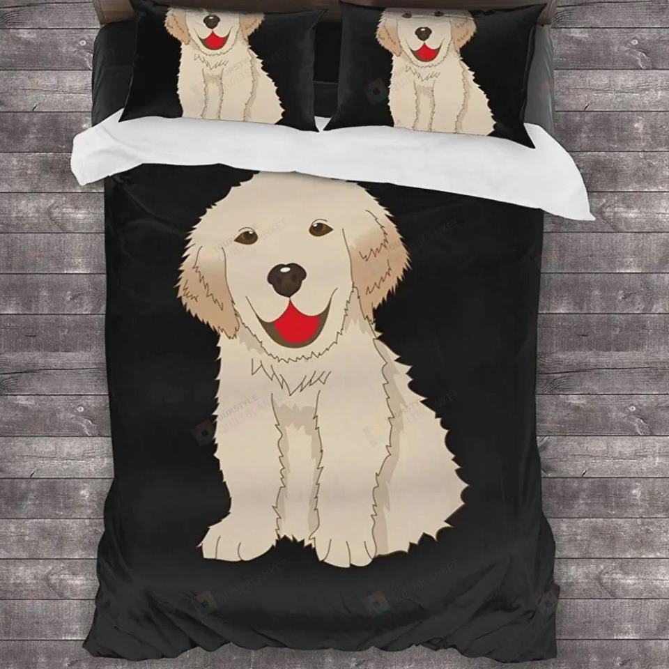 Labrador Golden Retriever Dog Black 3D Bedding Set