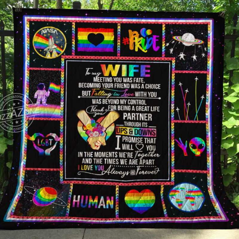 Lgbt Wife Through Upsdowns Quilt Blanket