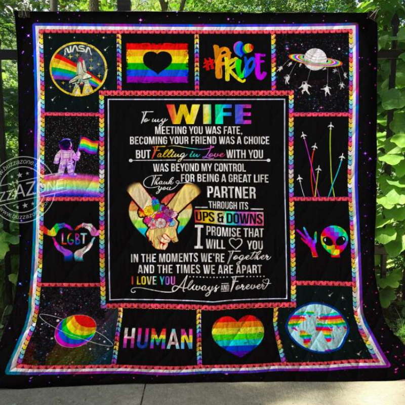 Lgbt Wife Through Upsdowns Quilt Blanket