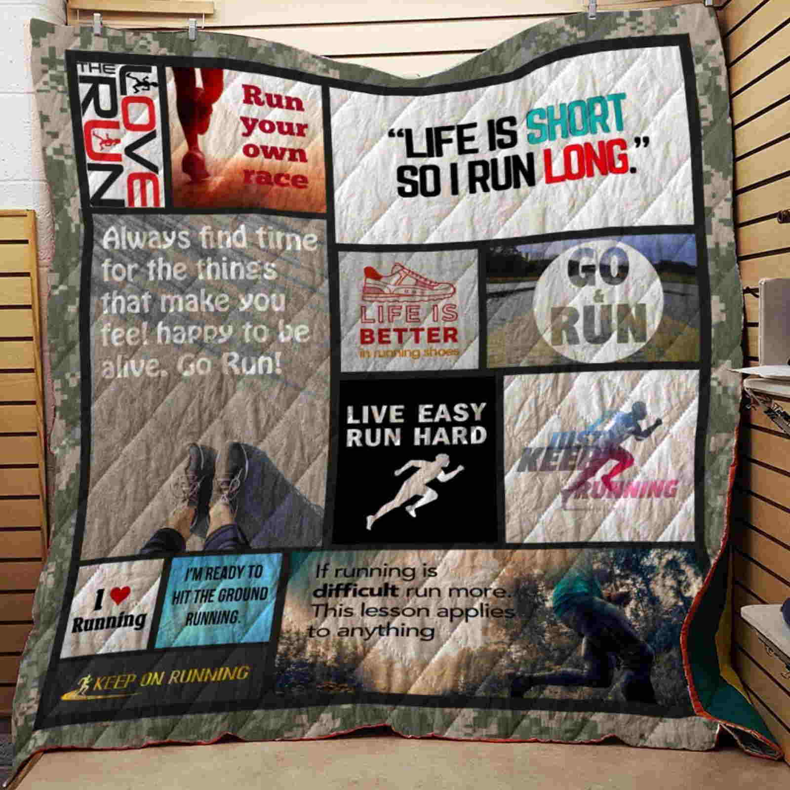 Live Easy Run Hard 3D Quilt Blanket