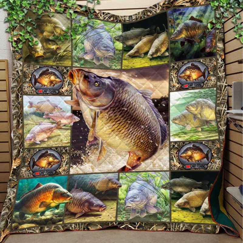 Love Camo Carp Fishing Like Quilt Blanket