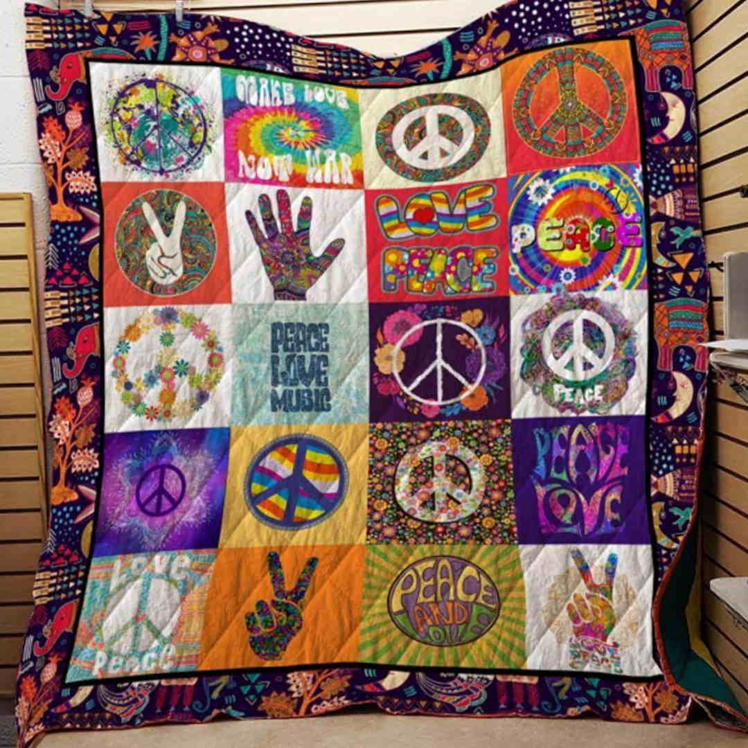 Love Peace Music 3D Quilt Blanket