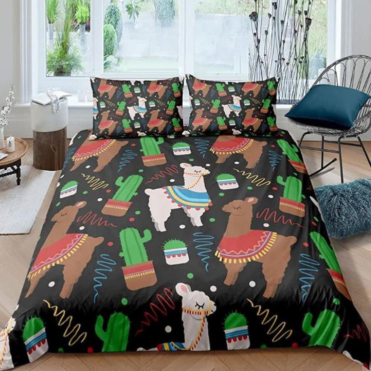 Lovely Alpaca And Cactus 3D Bedding Set