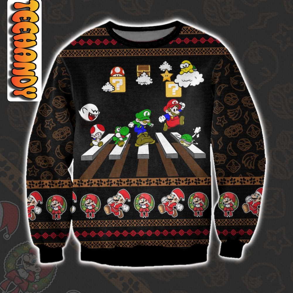 Mario Abbey Road Ugly Christmas Sweater