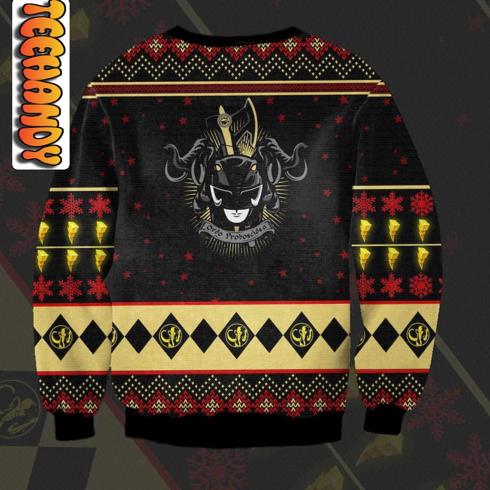 Megazord and Black Ranger Mighty Morphin Power Rangers Ugly Christmas Sweater