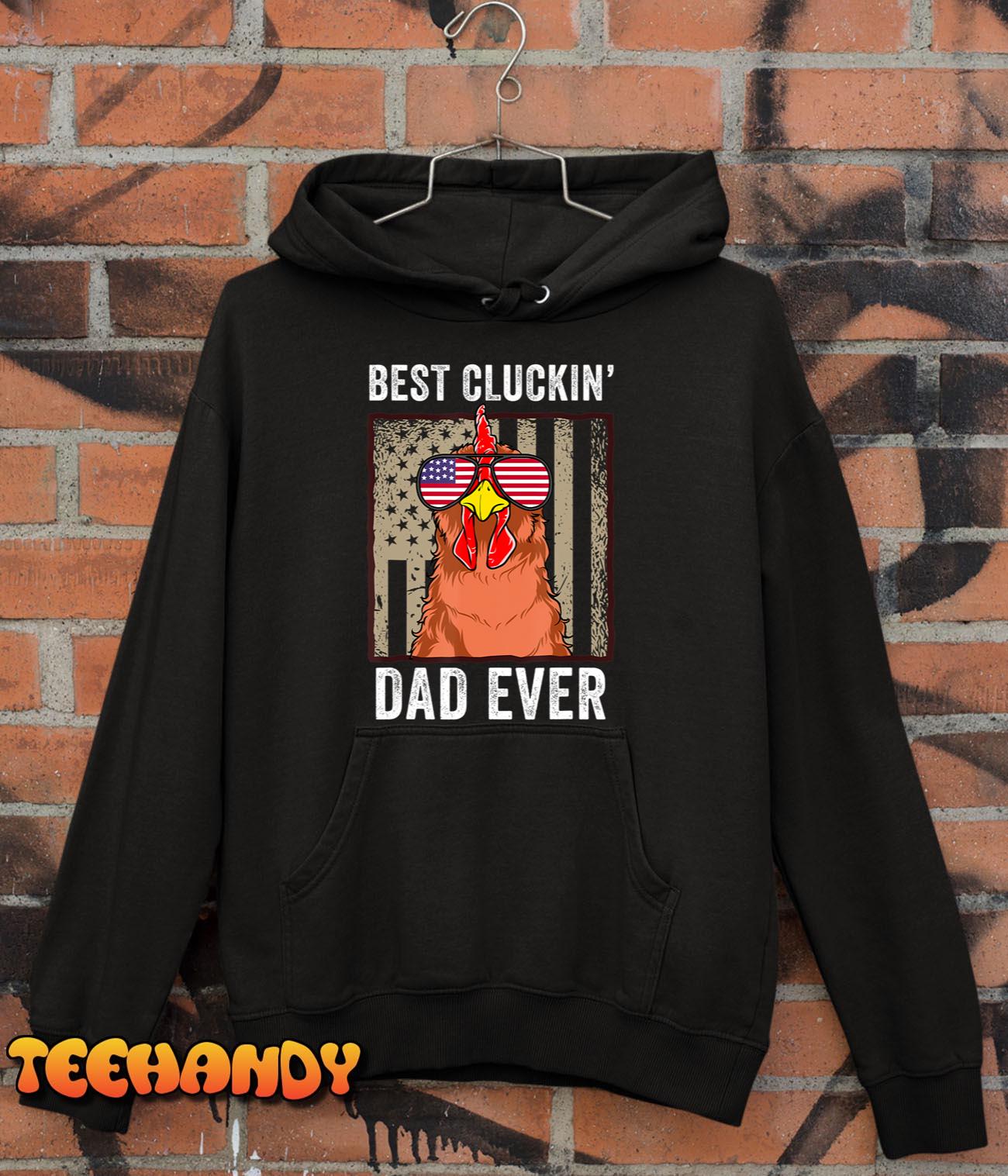 Mens Chicken Dad Funny Farm Best Cluckin’ Dad Ever Chicken Design T-Shirt