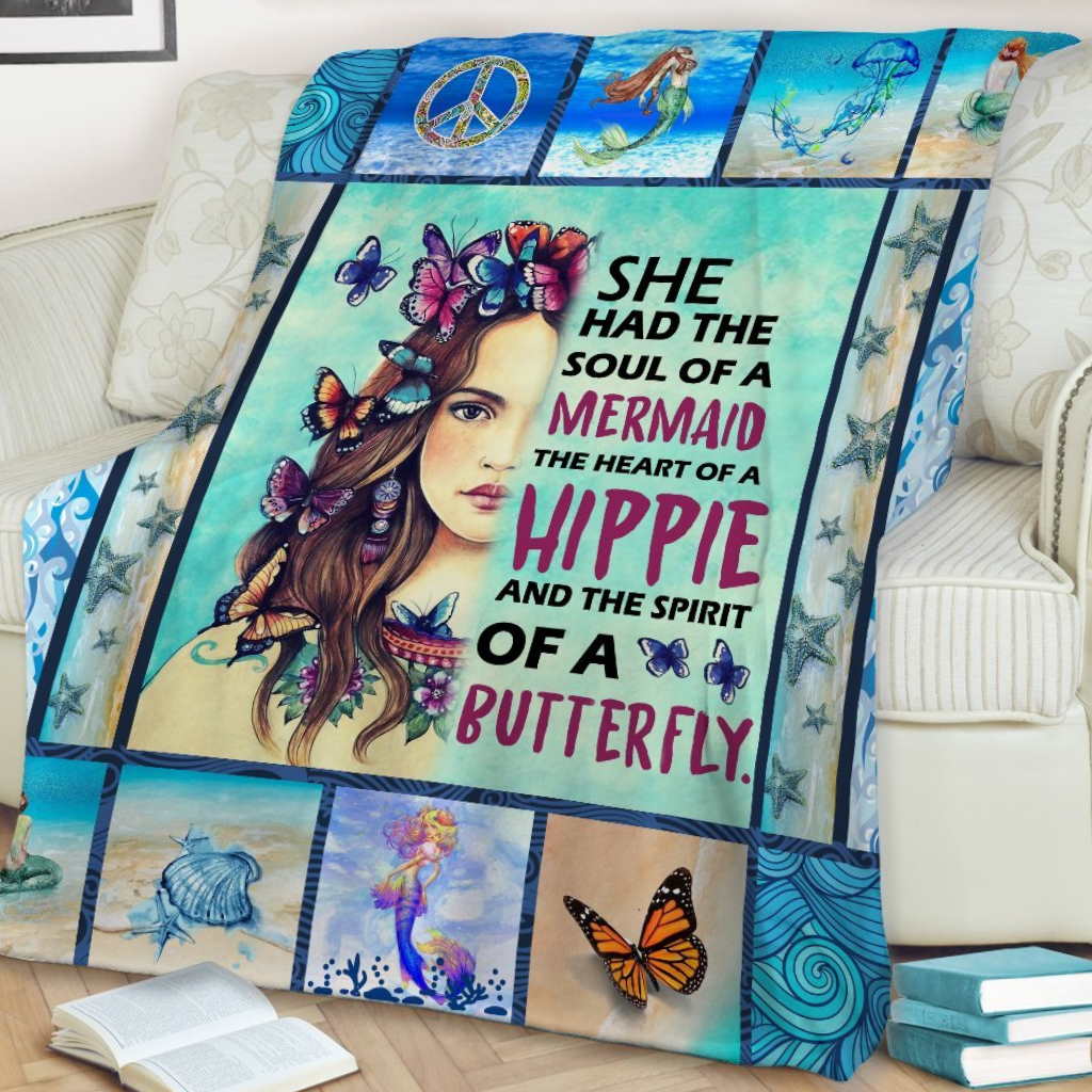 Mermaid Hippie Beauty 3D Quilt Blanket